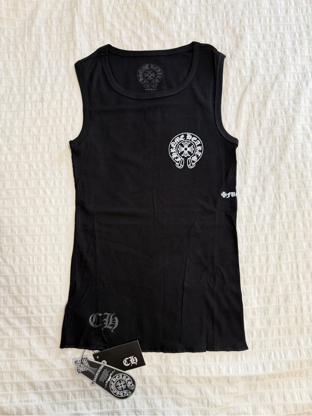 Chrome Hearts Black Ribbed Logo Tank Top